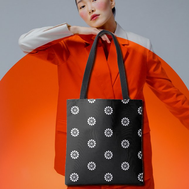 Black&white daisy  -  Art Deco  pattern Tote Bag (Creator Uploaded)