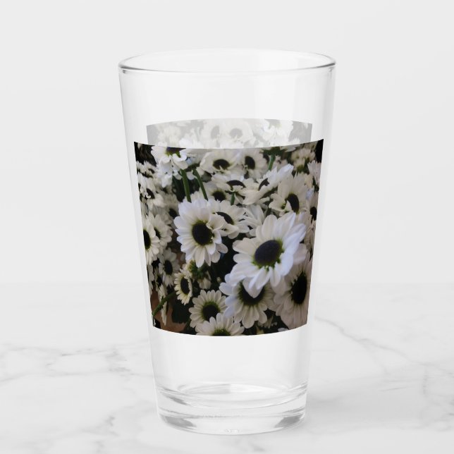 Black & White Daisy Glass (Front)