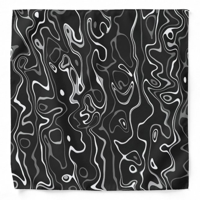 Black white damascus abstract swirls cool pattern bandana (Front)