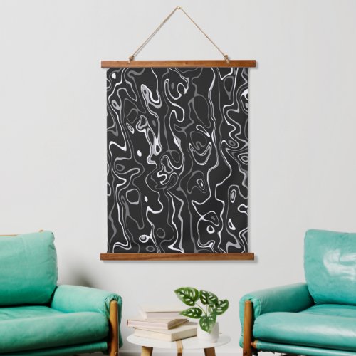 Black white damascus abstract swirls cool pattern hanging tapestry