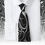 Black white damascus abstract swirls cool pattern neck tie