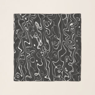 Black white damascus abstract swirls cool pattern scarf