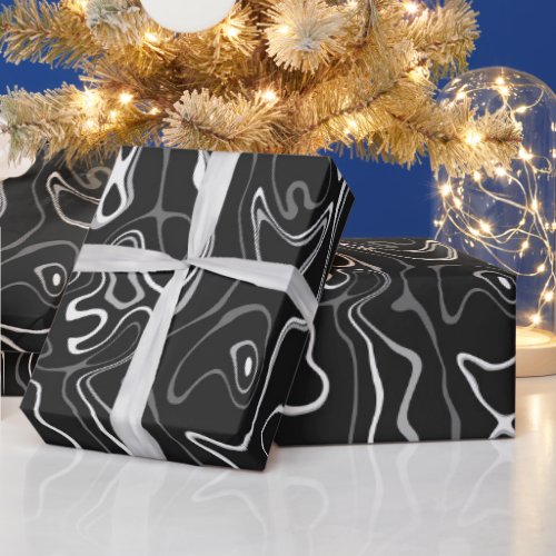 Black white damascus abstract swirls cool pattern wrapping paper