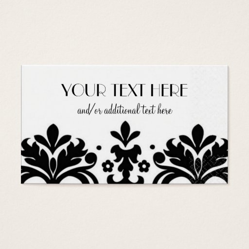 Customizable Black &amp; White Damask Business Card