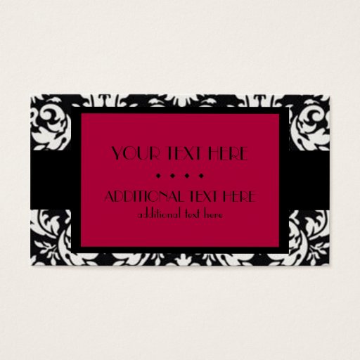 Customizable Black &amp; White Damask Business Card Template