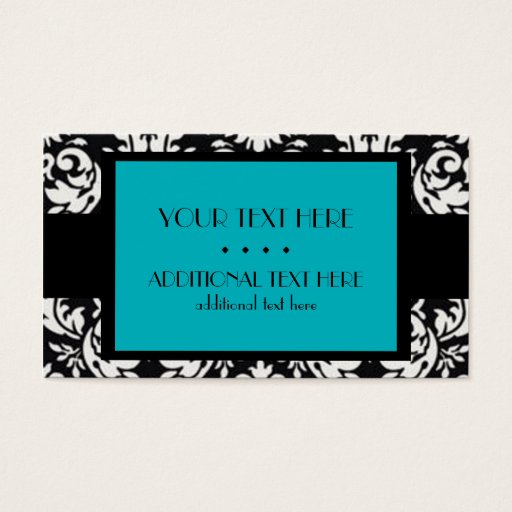 Customizable Black &amp; White Damask Business Card Template