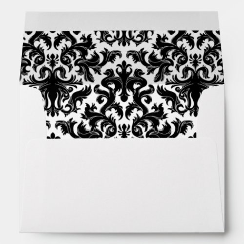 Black White Damask A7 Envelope for 5x7 Sizes