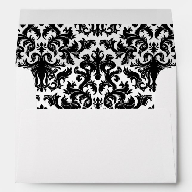 Black, White Damask A7 Envelope for 5"x7" Sizes (Back (Bottom))
