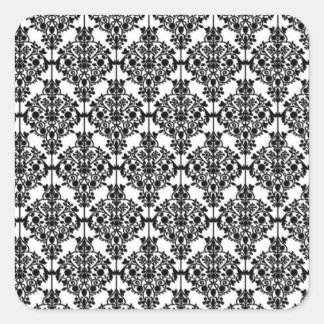 Black & White Damask Art Print Square Sticker
