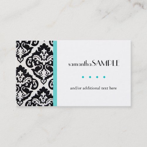 Black &amp; White Damask Blue Business Card Templates