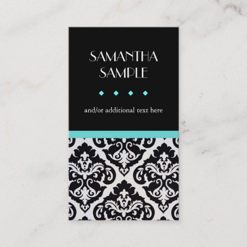 Black &amp; White Damask Blue Business Card Templates