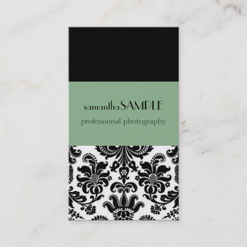 Black &amp; White Damask Business Card