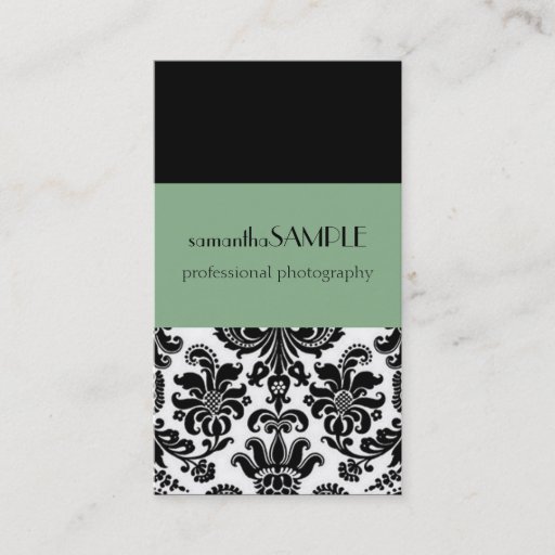 Customizable Black &amp; White Damask Business Card
