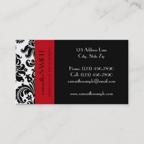 Black  White Damask Business Card