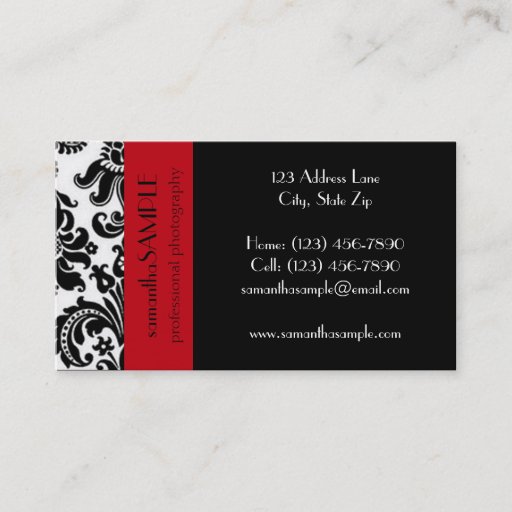 Customizable Black &amp; White Damask Business Card Templates