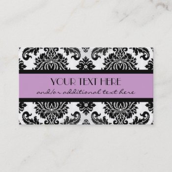 Black & White Damask Business Card by cami7669 at Zazzle