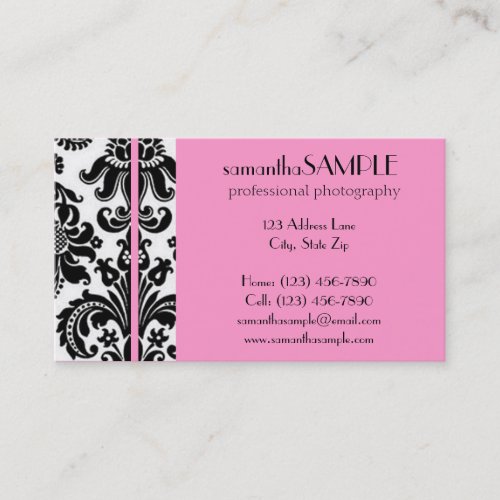 Black &amp; White Damask Business Cards