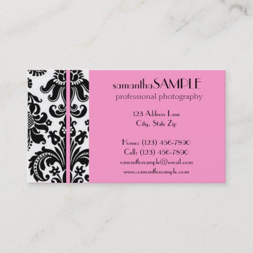Customizable Black &amp; White Damask Business Cards