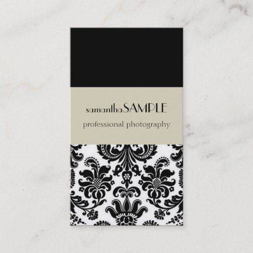 Black &amp; White Damask Business Card Template