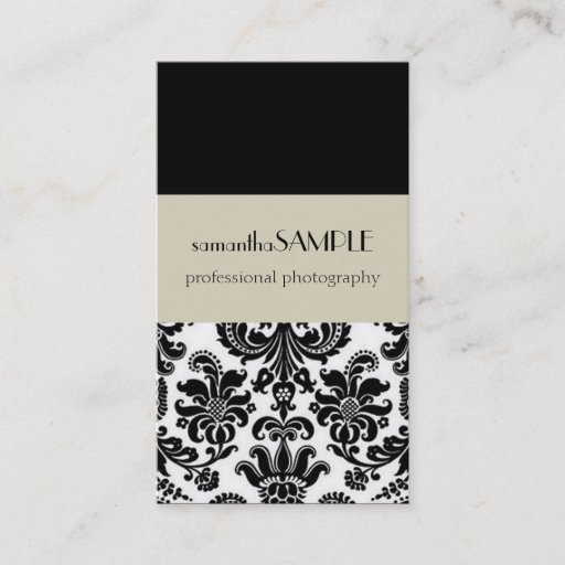 Customizable Black &amp; White Damask Business Card Template