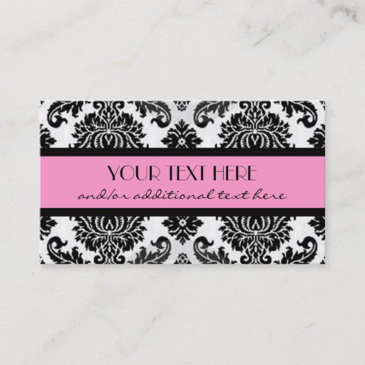Customizable Black &amp; White Damask Business Cards