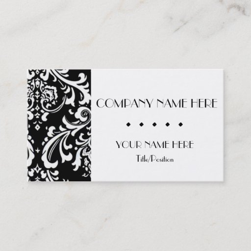 Customizable Black &amp; White Damask Business Cards