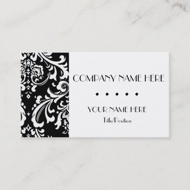 Black & White Damask Business Card (Front)