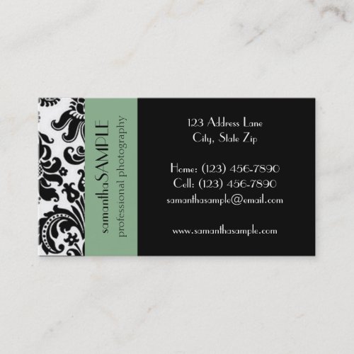 Black &amp; White Damask Business Card Template