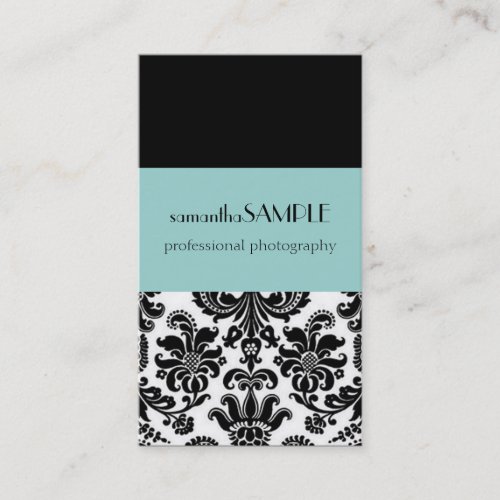 Black &amp; White Damask Business Cards