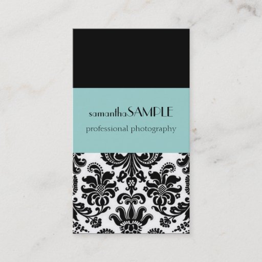 Customizable Black &amp; White Damask Business Cards