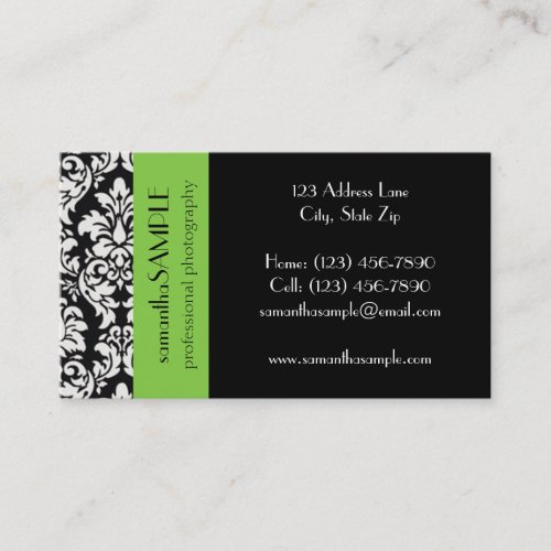 Black &amp; White Damask Business Card Template