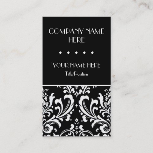 Black &amp; White Damask Business Card