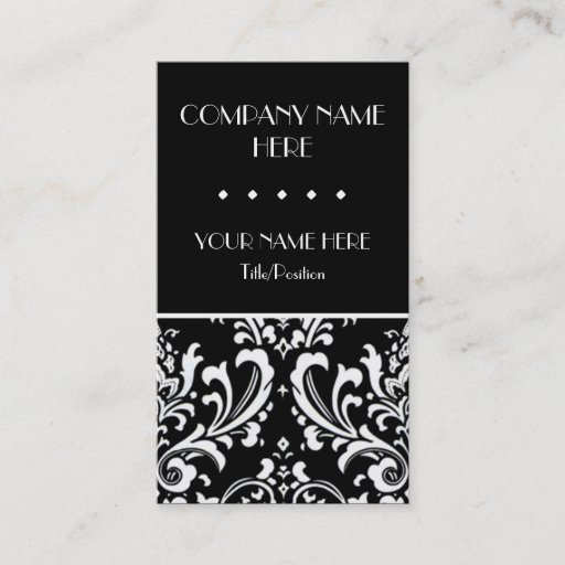 Customizable Black &amp; White Damask Business Card