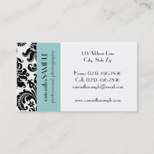 Black &amp; White Damask Business Card Template