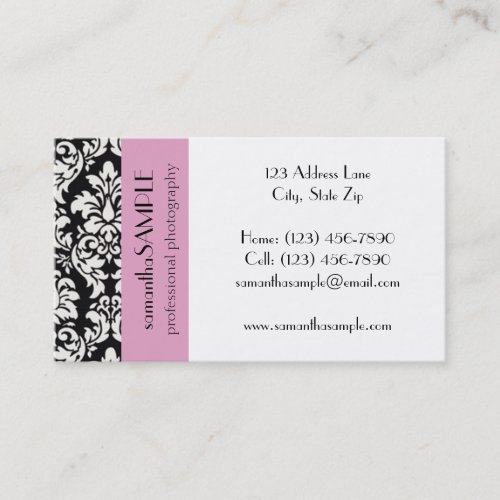 Black &amp; White Damask Business Cards