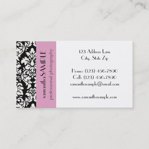 Customizable Black &amp; White Damask Business Cards