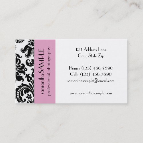 Black &amp; White Damask Business Cards