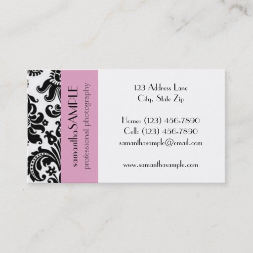 Customizable Black &amp; White Damask Business Cards