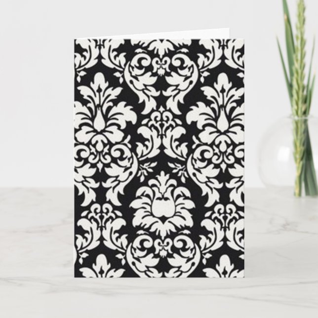 Black & White Damask Card (Front)