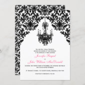 Black White Damask Chandelier Wedding Invitation (Front/Back)