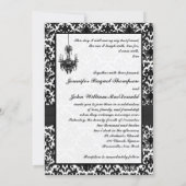 Black White Damask Chandeliers Wedding Invitation (Back)