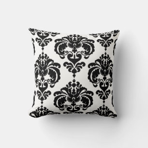 Black & White Damask Chic Modern Elegant Pattern Throw Pillow