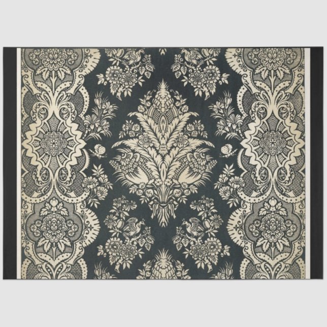 Black & White Damask Decoupage Paper (Front)