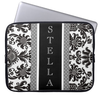 BLACK & WHITE DAMASK Electronics Bag