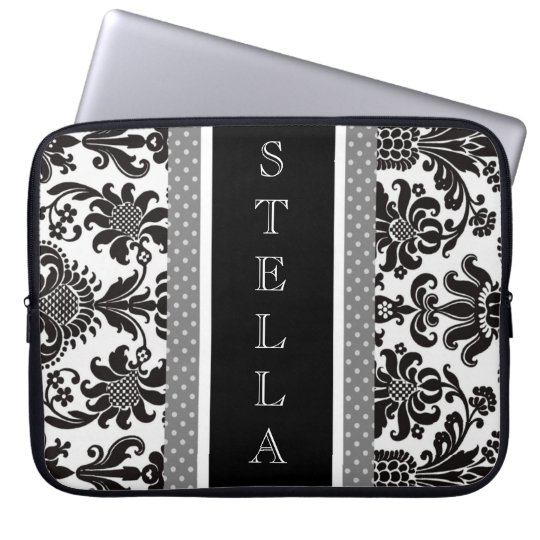 BLACK & WHITE DAMASK Electronics Bag Zazzle
