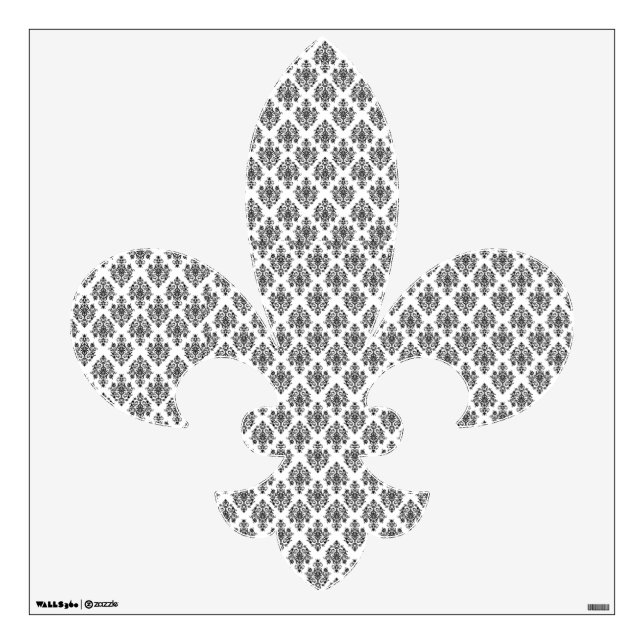 Black & White Damask Fleur-De-Lis Wall Sticker (Front)