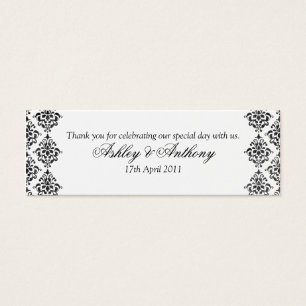 Black White Damask Floral Wedding Favour Tags