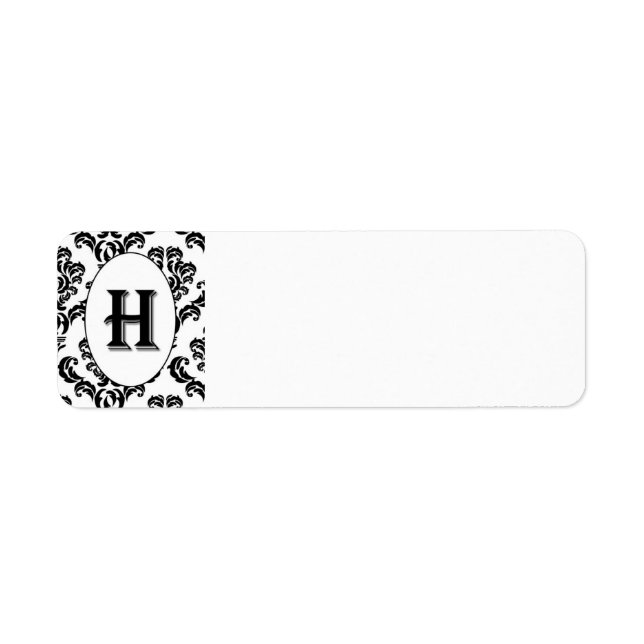 Black & White Damask Initial Label (Front)