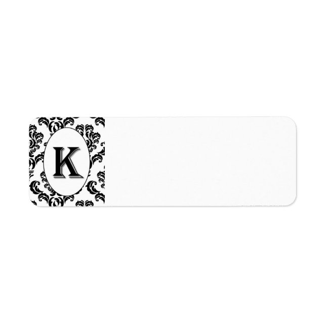 Black & White Damask Initial Label (Front)