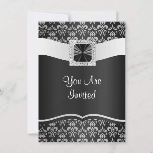 Black &amp; white damask invite